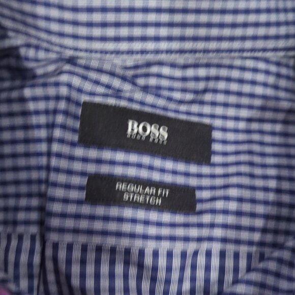 Hugo Boss REGULAR FIT STRETCH Blue checkered long sleeve dress shirt - Picture 2 of 7